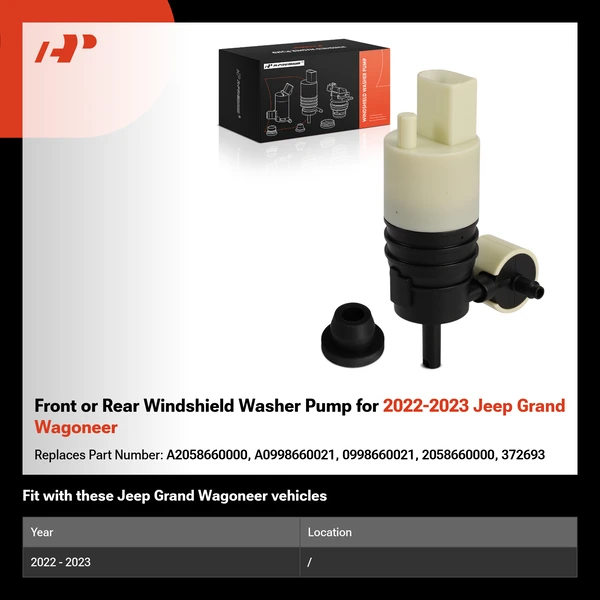 Front or Rear Windshield Washer Pump for 2022-2023 Jeep Grand Wagoneer