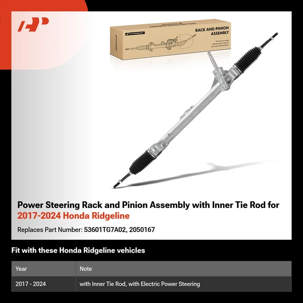 Power Steering Rack and Pinion Assembly with Inner Tie Rod for 2017-2024 Honda Ridgeline