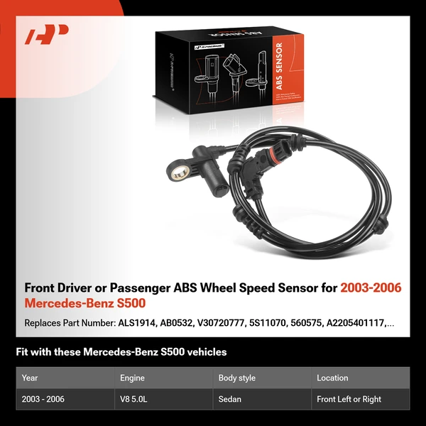 Front Driver or Passenger ABS Wheel Speed Sensor for 2003-2006 Mercedes-Benz S500