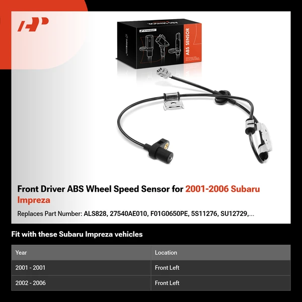 Front Driver ABS Wheel Speed Sensor for 2001-2006 Subaru Impreza