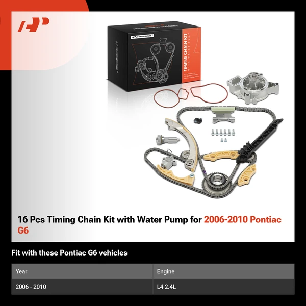 16 Pcs Timing Chain Kit with Water Pump for 2006-2010 Pontiac G6