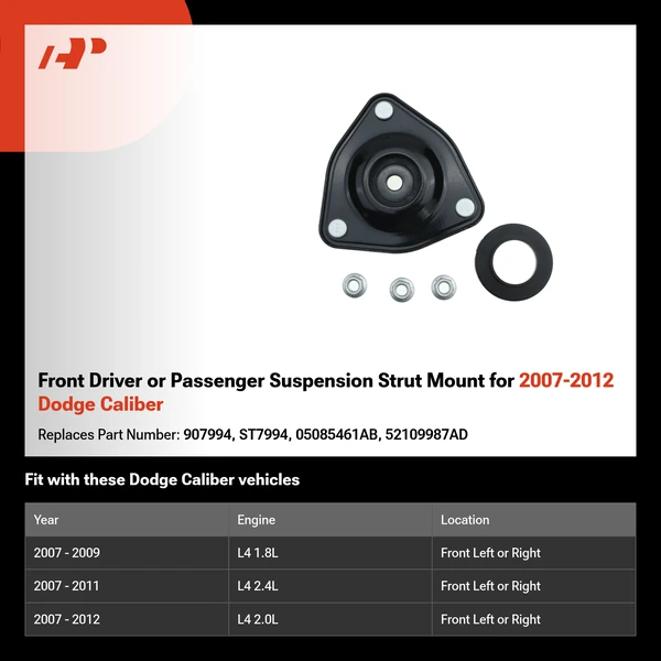 Front Driver or Passenger Suspension Strut Mount for 2007-2012 Dodge Caliber
