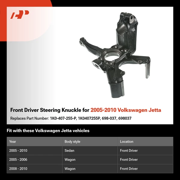 Front Driver Steering Knuckle for 2005-2010 Volkswagen Jetta
