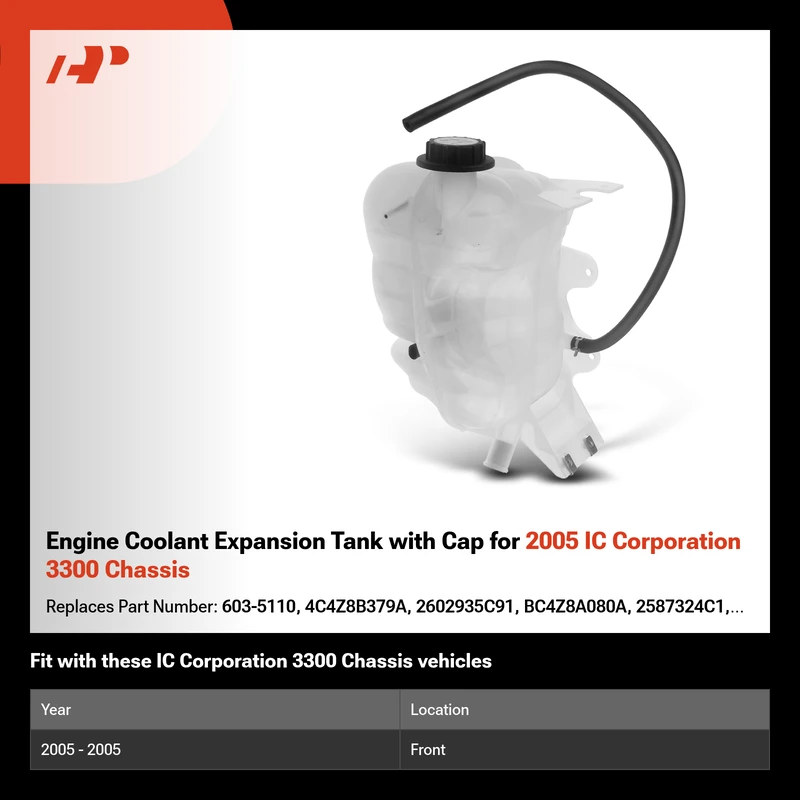 Engine Coolant Expansion Tank with Cap for 2005 IC Corporation 3300 Chassis