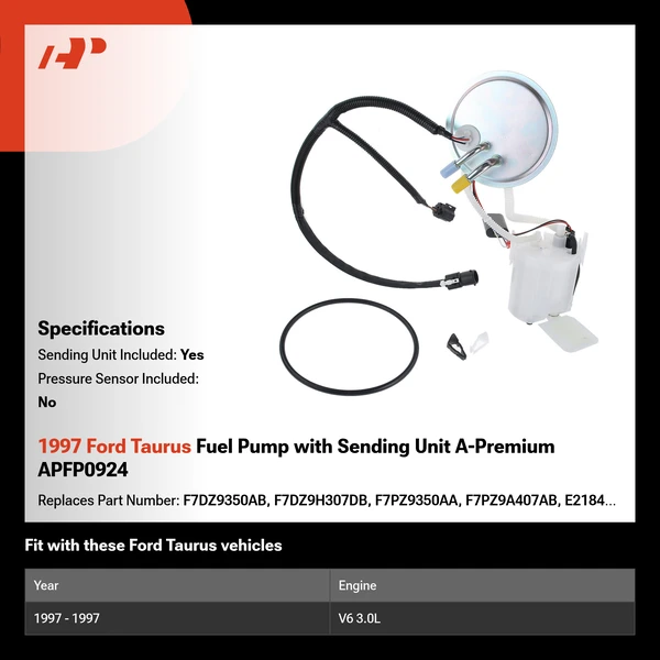1997 Ford Taurus Fuel Pump with Sending Unit A-Premium APFP0924