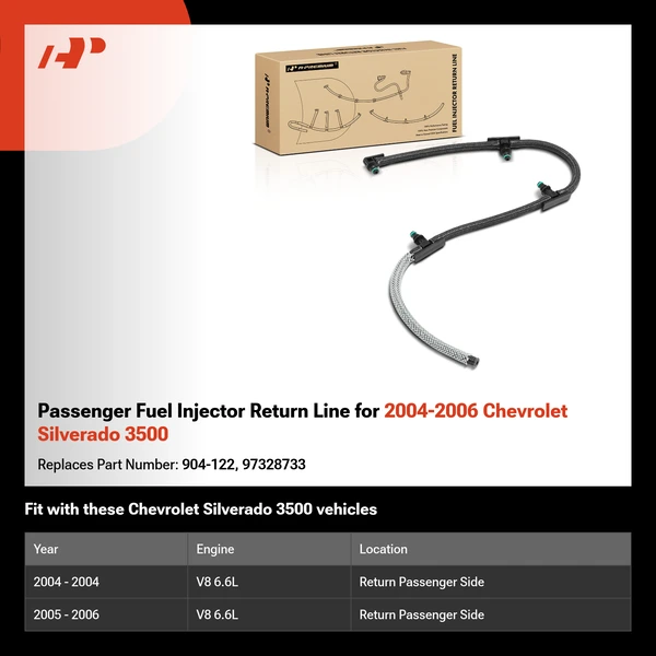 Passenger Fuel Injector Return Line for 2004-2006 Chevrolet Silverado 3500