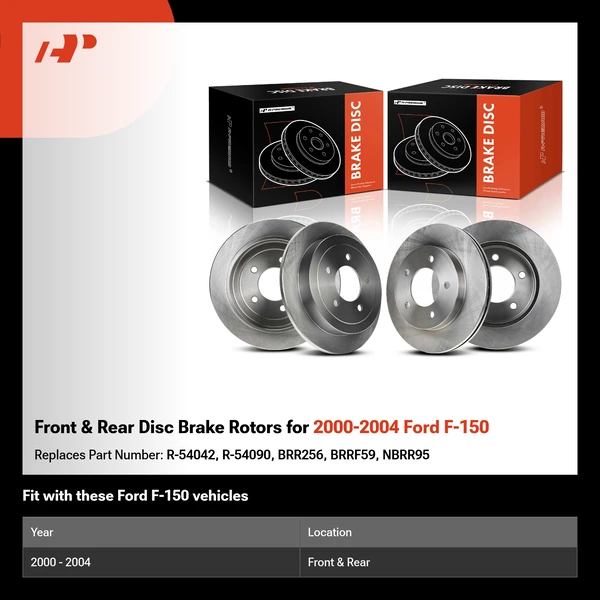 Front & Rear Disc Brake Rotors for 2000-2004 Ford F-150