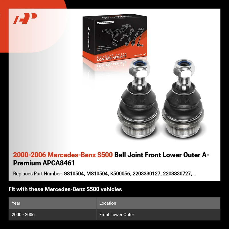 2000-2006 Mercedes-Benz S500 Ball Joint Front Lower Outer A-Premium APCA8461