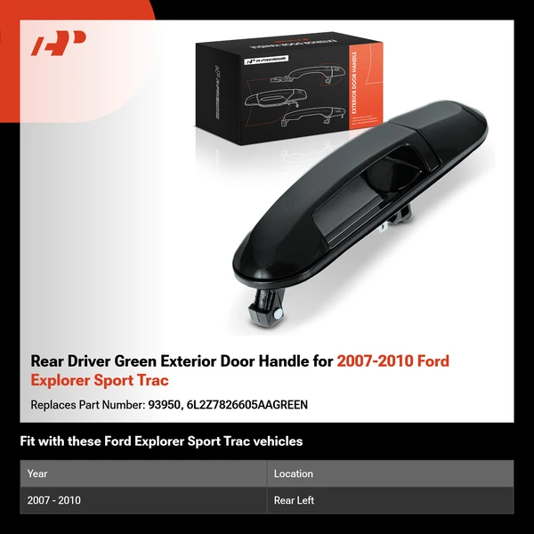 Rear Driver Green Exterior Door Handle for 2007-2010 Ford Explorer Sport Trac