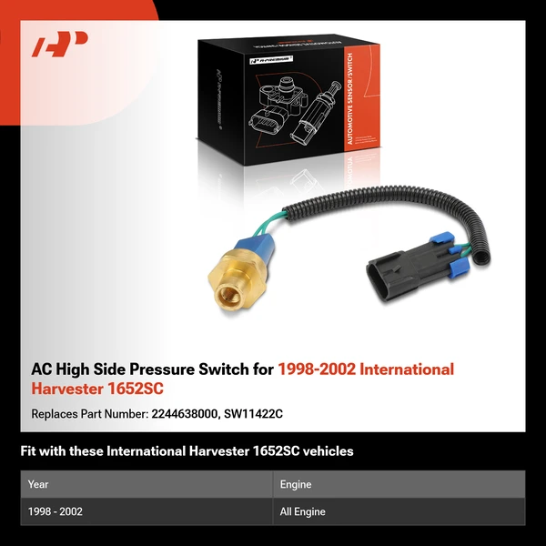 AC High Side Pressure Switch for 1998-2002 International Harvester 1652SC