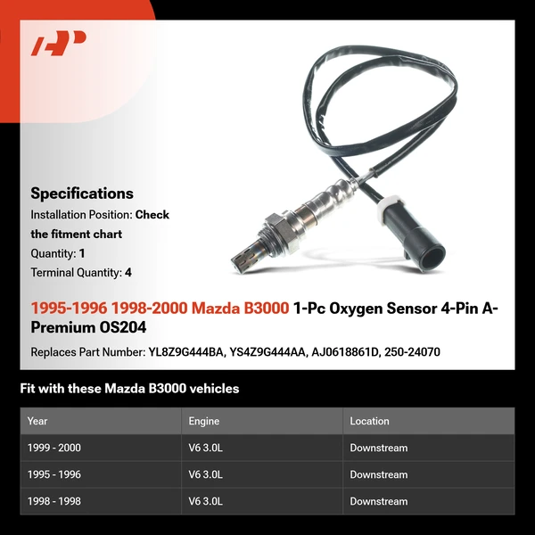 1995-1996 1998-2000 Mazda B3000 1-Pc Oxygen Sensor 4-Pin A-Premium OS204