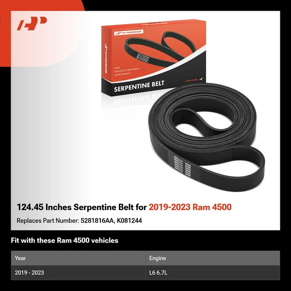 124.45 Inches Serpentine Belt for 2019-2023 Ram 4500