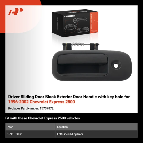 Driver Sliding Door Black Exterior Door Handle with key hole for 1996-2002 Chevrolet Express 2500