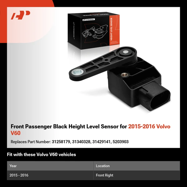 Front Passenger Black Height Level Sensor for 2015-2016 Volvo V60