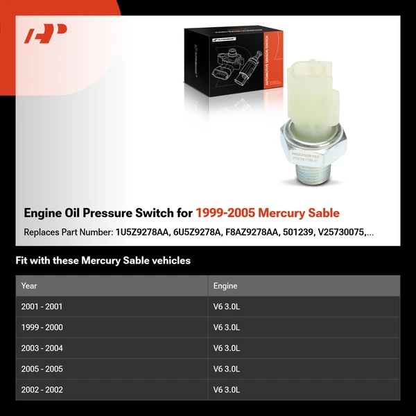 Engine Oil Pressure Switch for 1999-2005 Mercury Sable