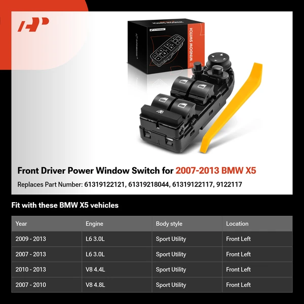 Front Driver Power Window Switch for 2007-2013 BMW X5