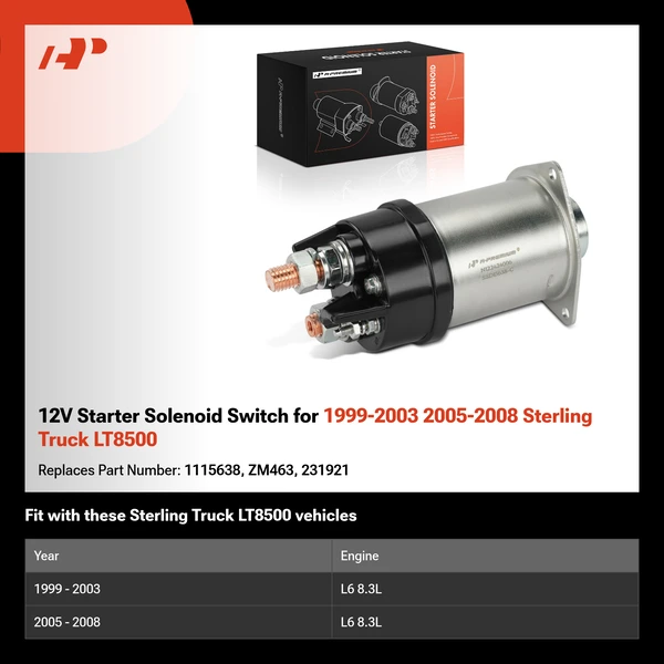 12V Starter Solenoid Switch for 1999-2003 2005-2008 Sterling Truck LT8500
