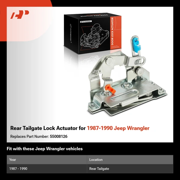 Rear Tailgate Lock Actuator for 1987-1990 Jeep Wrangler