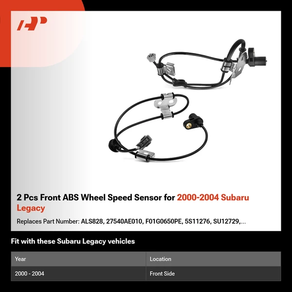 2 Pcs Front ABS Wheel Speed Sensor for 2000-2004 Subaru Legacy
