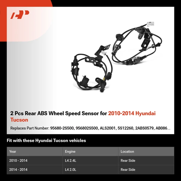 2 Pcs Rear ABS Wheel Speed Sensor for 2010-2014 Hyundai Tucson