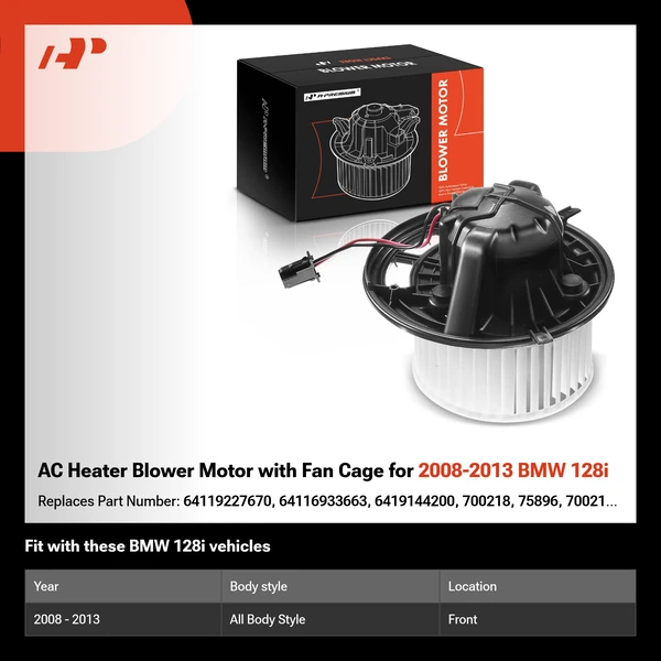 AC Heater Blower Motor with Fan Cage for 2008-2013 BMW 128i