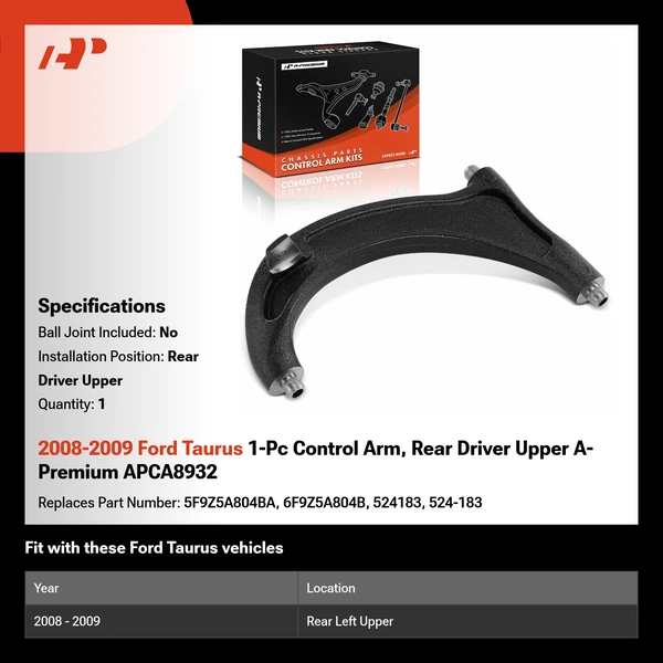 2008-2009 Ford Taurus 1-Pc Control Arm, Rear Driver Upper A-Premium APCA8932