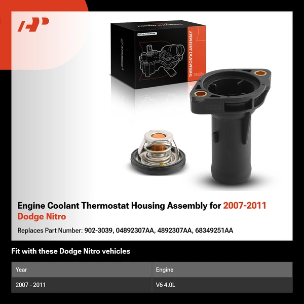Engine Coolant Thermostat Housing Assembly for 2007-2011 Dodge Nitro