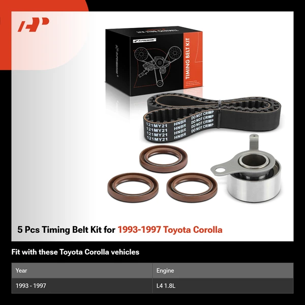 5 Pcs Timing Belt Kit for 1993-1997 Toyota Corolla