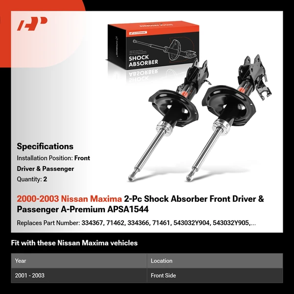 2000-2003 Nissan Maxima 2-Pc Shock Absorber Front Driver & Passenger A-Premium APSA1544