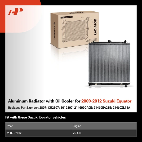 Aluminum Radiator with Oil Cooler for 2009-2012 Suzuki Equator