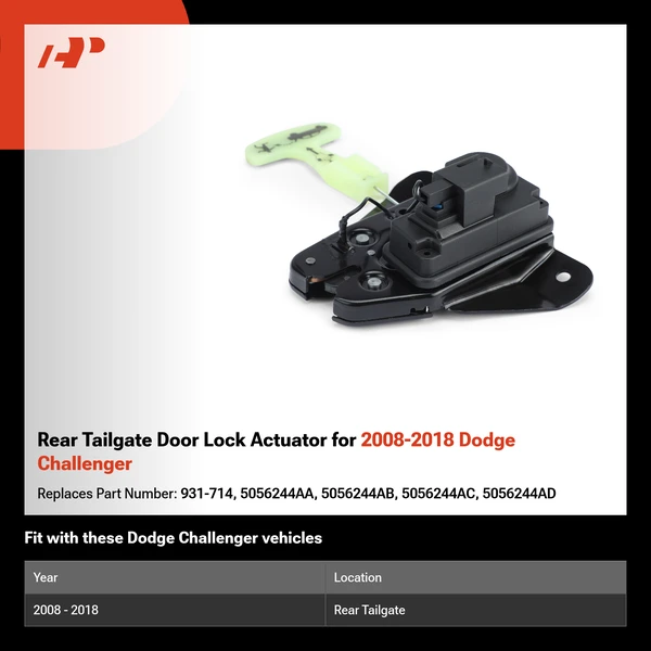 Rear Tailgate Door Lock Actuator for 2008-2018 Dodge Challenger