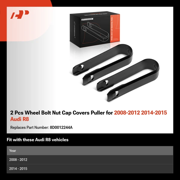 2 Pcs Wheel Bolt Nut Cap Covers Puller for 2008-2012 2014-2015 Audi R8