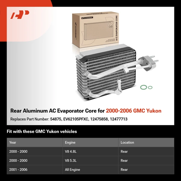 Rear Aluminum AC Evaporator Core for 2000-2006 GMC Yukon