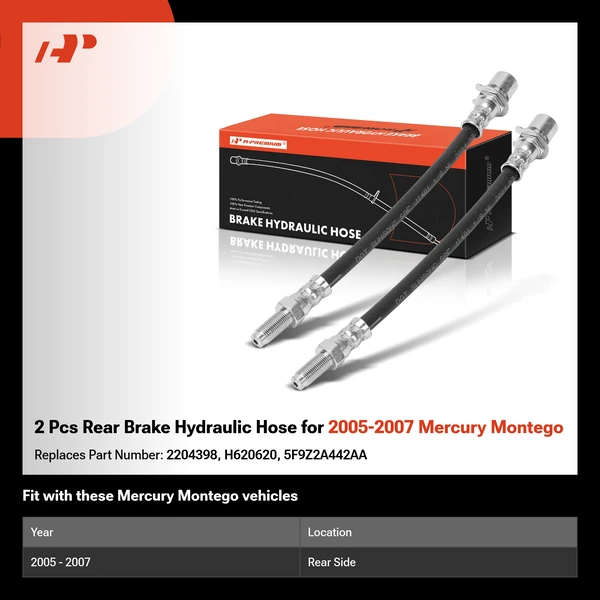 2 Pcs Rear Brake Hydraulic Hose for 2005-2007 Mercury Montego