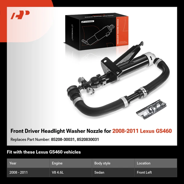 Front Driver Headlight Washer Nozzle for 2008-2011 Lexus GS460