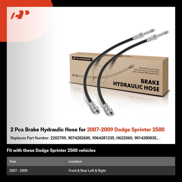 2 Pcs Brake Hydraulic Hose for 2007-2009 Dodge Sprinter 2500