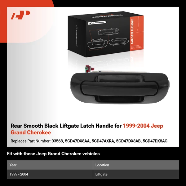 Rear Smooth Black Liftgate Latch Handle for 1999-2004 Jeep Grand Cherokee