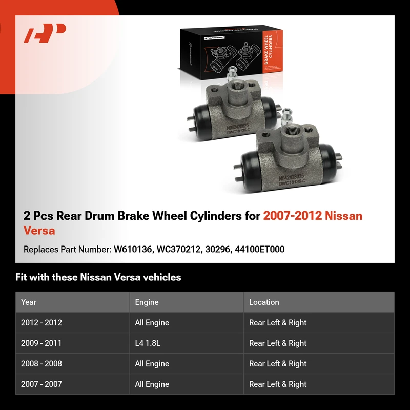 2 Pcs Rear Drum Brake Wheel Cylinders for 2007-2012 Nissan Versa