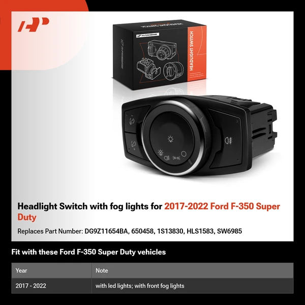 Headlight Switch with fog lights for 2017-2022 Ford F-350 Super Duty