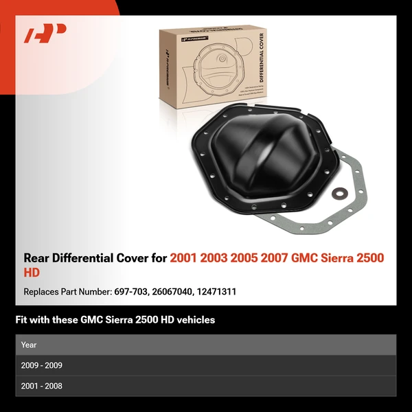Rear Differential Cover for 2001 2003 2005 2007 GMC Sierra 2500 HD