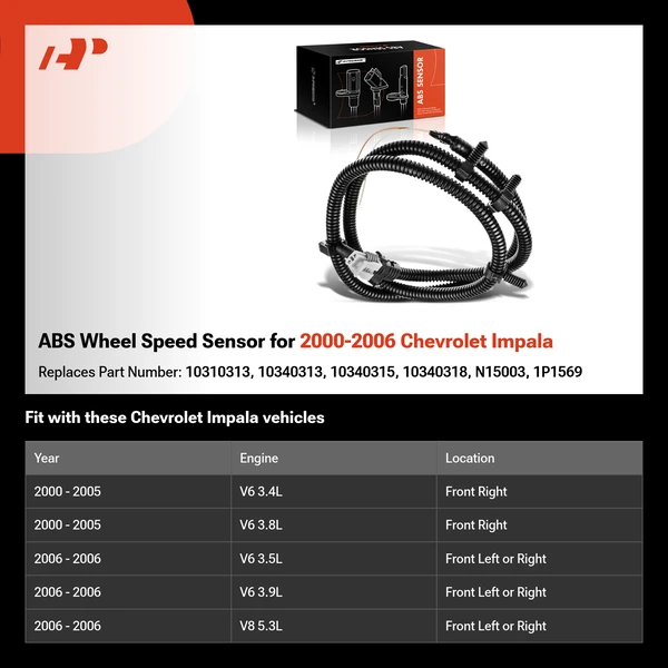 ABS Wheel Speed Sensor for 2000-2006 Chevrolet Impala