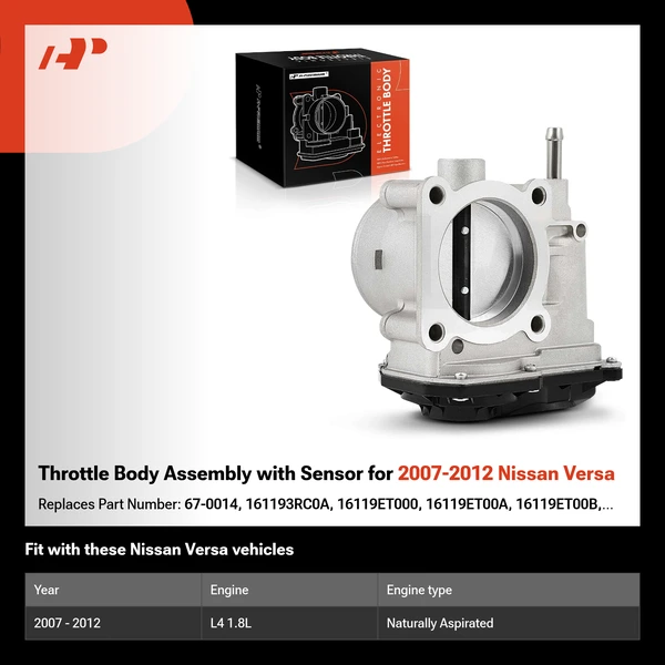 Throttle Body Assembly with Sensor for 2007-2012 Nissan Versa