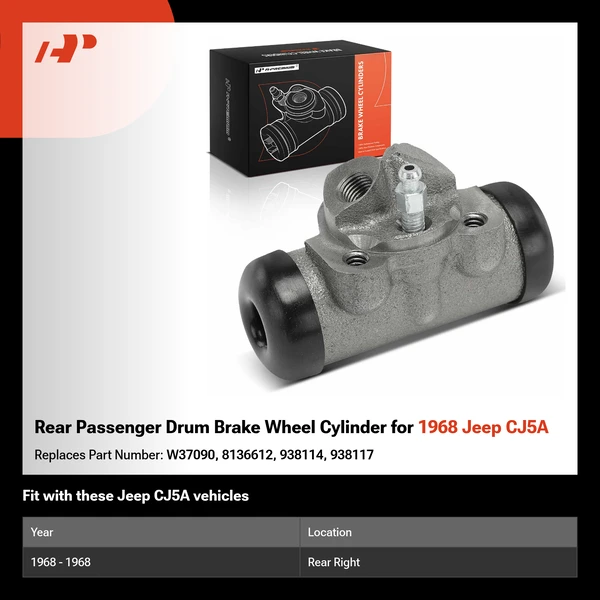 Rear Passenger Drum Brake Wheel Cylinder for 1968 Jeep CJ5A