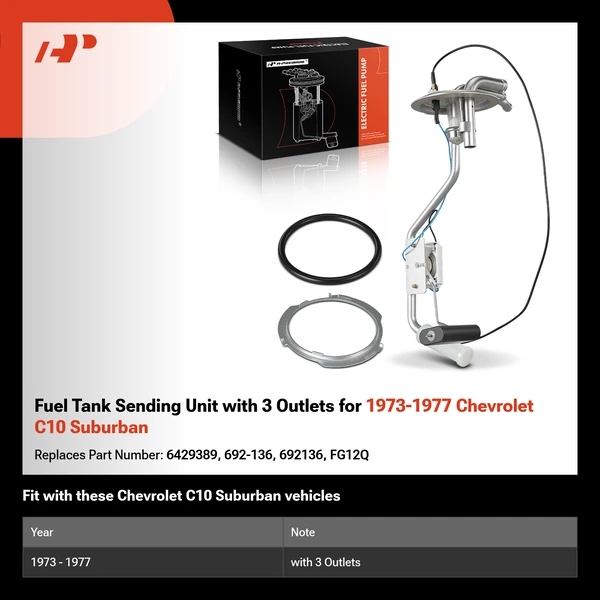 Fuel Tank Sending Unit with 3 Outlets for 1973-1977 Chevrolet C10 Suburban