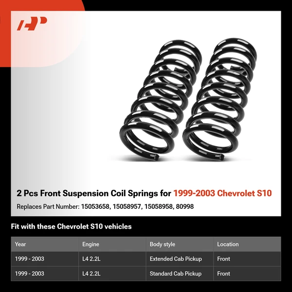 2 Pcs Front Suspension Coil Springs for 1999-2003 Chevrolet S10