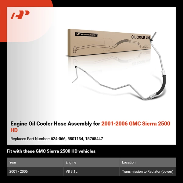 Engine Oil Cooler Hose Assembly for 2001-2006 GMC Sierra 2500 HD