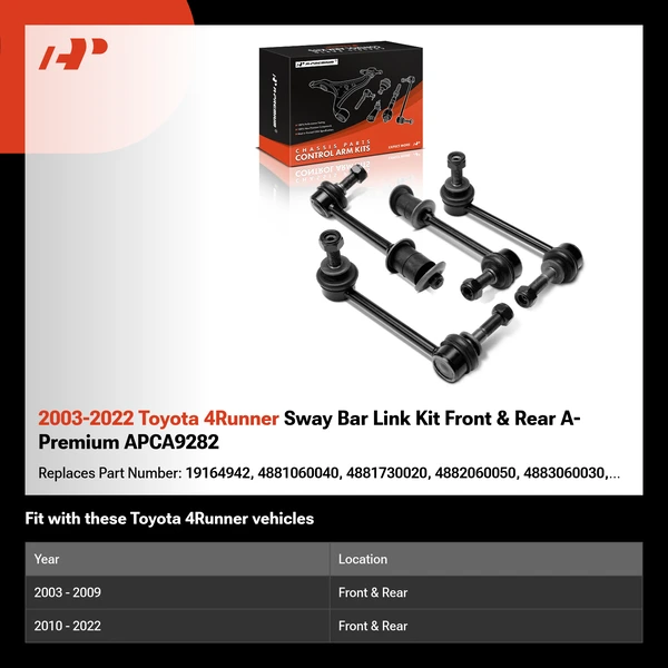 2003-2022 Toyota 4Runner Sway Bar Link Kit Front & Rear A-Premium APCA9282