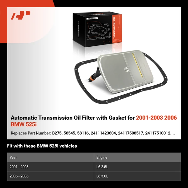 Automatic Transmission Oil Filter with Gasket for 2001-2003 2006 BMW 525i