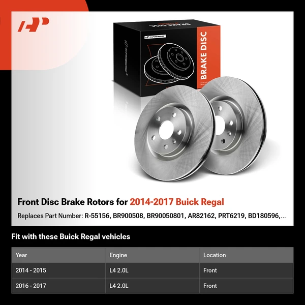 Front Disc Brake Rotors for 2014-2017 Buick Regal