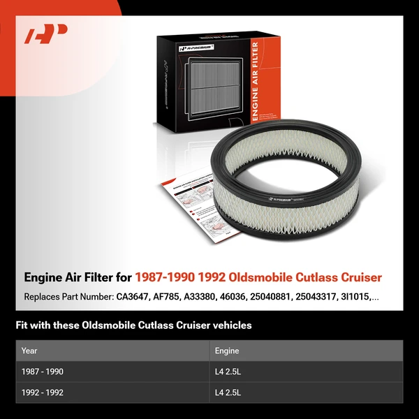 Engine Air Filter for 1987-1990 1992 Oldsmobile Cutlass Cruiser
